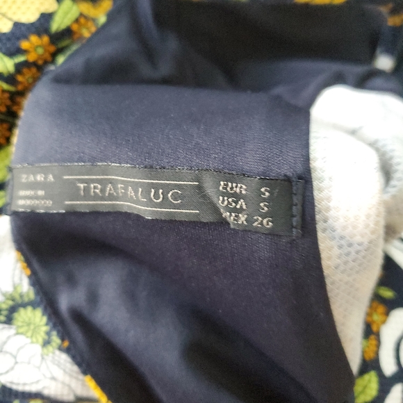 zara blue yellow floral jacquard dress S - Picture 5 of 5